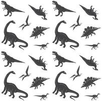 Vector seamless pattern of hand drawn dinosaur