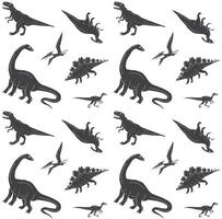 Vector seamless pattern of hand drawn dinosaur