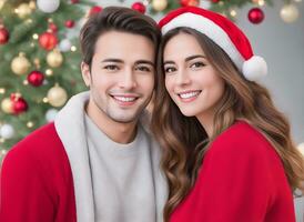 AI generated Christmas happiness at home, together on New Year's Eve photo