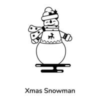 Trendy Xmas Snowman vector