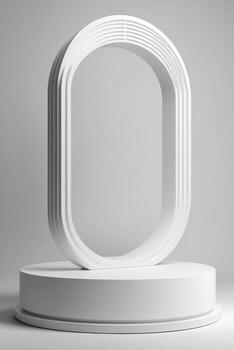 AI generated empty podium for displaying isolated on white background. ai generative photo