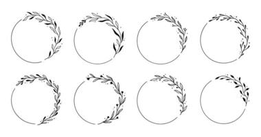 Wreath leaf circle border frame vector