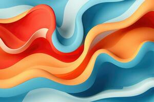 AI generated 3D abstract background with cut shapes. Colorful liquid or fluid waves. Vector illustration, abstract paper cut wavy liquid background layout design, AI Generated photo