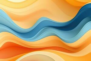 AI generated 3d abstract background with wavy lines in orange and blue colors, abstract paper cut wavy liquid background layout design, AI Generated photo