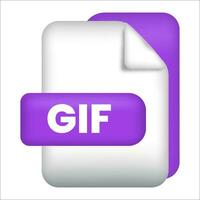 GIF file format icon. GIF file format 3d render icon on white background. GIF file format document color icon vector