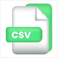 CSV file format icon. CSV file format 3d render icon on white background. CSV file format document color icon vector
