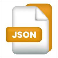 JSON file format icon. JSON file format 3d render icon on white background. JSON file format document color icon vector