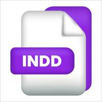 INDD file format icon. INDD file format 3d render icon on white background. INDD file format document color icon vector