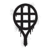 Tennis racket graffiti with black spray paint vector