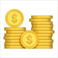 Stack of Gold Coins Icon. Stack of Golden coin with dollar sign. tower of glowing money isolated on white vector