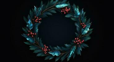 AI generated winter holiday christmas wreath christmas wreath photo
