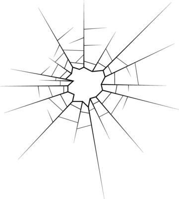 black Broken glass crack icon