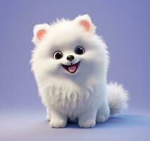 AI generated the white pomeranian is standing on a tile, photo