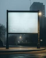 AI generated the empty billboard in the middle of a city, photo