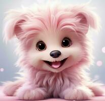 AI generated the little fuzzy pink dog is smiling up at you photo