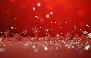 AI generated snowfalls flying over a red background, photo