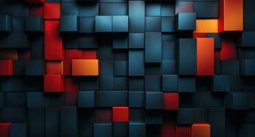 AI generated red, blue and yellow geometric pattern wallpaper, photo