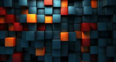 AI generated red, blue and yellow geometric pattern wallpaper, photo