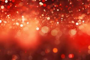 AI generated red background with light bokeh, photo