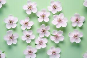 AI generated pink background and white flowers on it, photo
