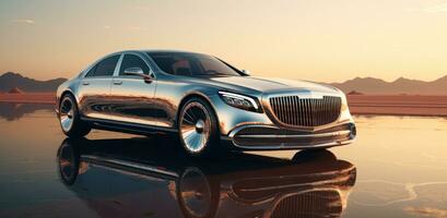 AI generated luxury business car in the style of silver and bronze photo
