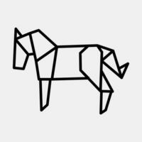 Icon horse origami. Chinese Zodiac elements. Icons in line style. Good for prints, posters, logo, advertisement, decoration,infographics, etc. vector