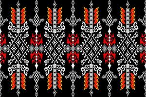 Geometric ethnic aztec embroidery style.Figure ikat oriental traditional art pattern.Design for ethnic background,wallpaper,fashion,clothing,wrapping,fabric,element,sarong,graphic,vector illustration. vector