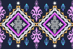 Ikat ethnic aztec embroidery style.Figure Geometric oriental traditional art pattern.Design for ikat background,wallpaper,fashion,clothing,wrapping,fabric,element,sarong,graphic,vector illustration. vector