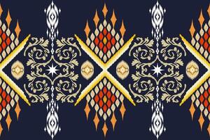 Ikat ethnic aztec embroidery style.Figure Geometric oriental traditional art pattern.Design for ikat background,wallpaper,fashion,clothing,wrapping,fabric,element,sarong,graphic,vector illustration. vector