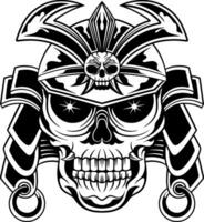 Vector illustration skull head with samurai