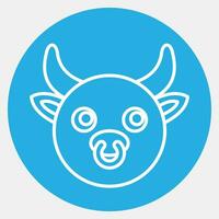 Icon ox face. Chinese Zodiac elements. Icons in blue round style. Good for prints, posters, logo, advertisement, decoration,infographics, etc. vector