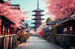 AI generated colorful sakura blossom photo
