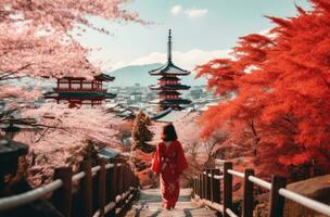 AI generated colorful sakura blossom photo