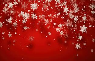 AI generated large snowflakes falling from a red background, photo