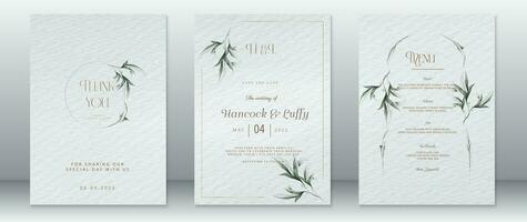 Wedding invitation card template nature leaf wreath design vector