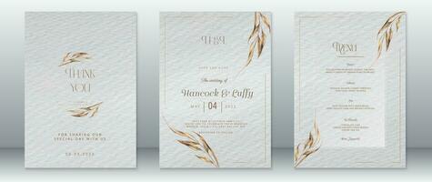 Golden wedding invitation card template nature design vector