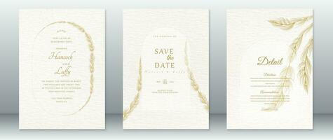 Golden wedding invitation card template luxury design vector