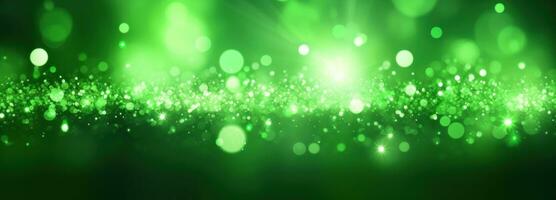 AI generated green light bokeh background photo