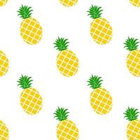 Fresh and juicy pineapple. Seamless pattern on white background. vector