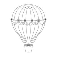 Outline hot air balloon. Line illustration isolated on white for coloring book vector