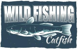 catfish fishing poster for print vector
