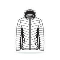 The puffer jacket full zip front closure, adorned with a stylish zipper pull, allows for easy wear and temperature control. vector