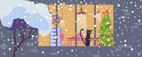 he interior is in a gentle Scandinavian style. Winter. vector