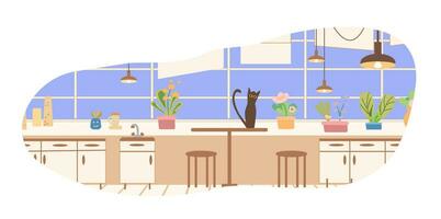 Pet cats and dogs in home apartment. vector