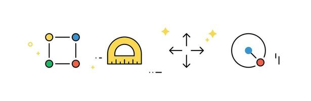 Measure, resize, radius, depth, area, diameter vector illustration.