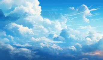 AI generated clouds under a blue sky, photo