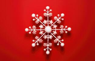 AI generated christmas snowflake isolated on red background, photo