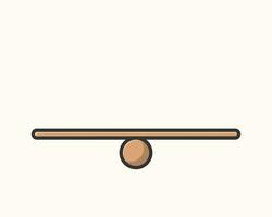 An empty blank wood see saw balance scale on white background. vector