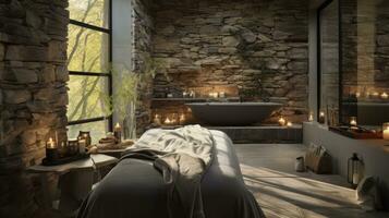 AI generated The Deeply Relaxing Power of Stone Therapy in a Luxurious Spa Setting photo