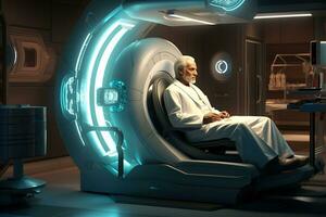 AI generated Patient in MRI machine, magnetic resonance imaging photo